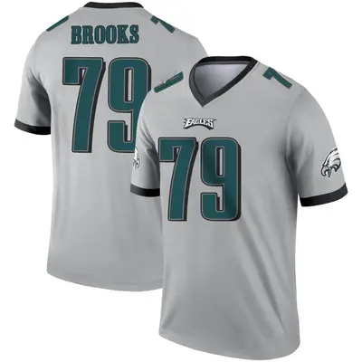 Men's Brandon Brooks Philadelphia Eagles Silver Inverted Jersey - Legend