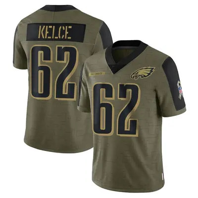 Men's Jason Kelce Philadelphia Eagles 2021 Salute To Service Jersey - Olive Limited